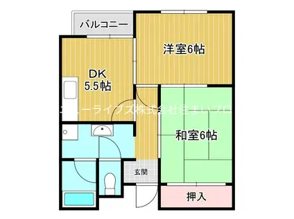 ハイツ三和(2DK/3階)の間取り写真