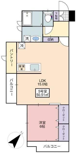 フローリッシュ大久保II(1LDK/1階)の間取り写真