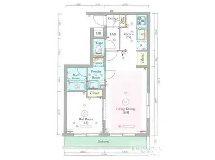 スカイコート戸越(1LDK/2階)の間取り写真