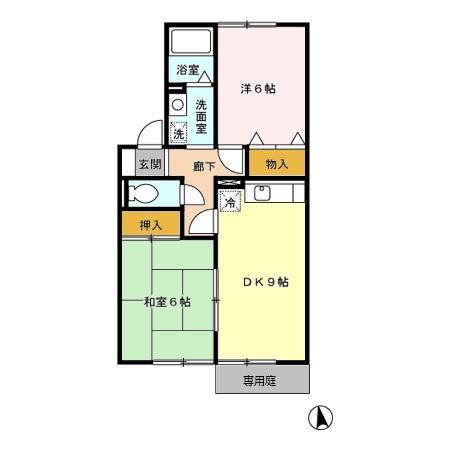 ペイサージュドミール(2DK/1階)の間取り写真
