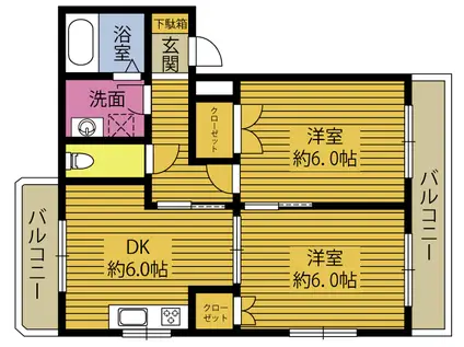 モデリストIII(2DK/3階)の間取り写真
