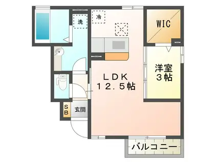RESIDENCE高茶屋 A棟(1LDK/1階)の間取り写真