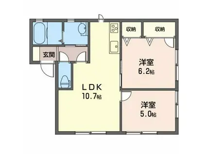 ファミール橘(2LDK/1階)の間取り写真