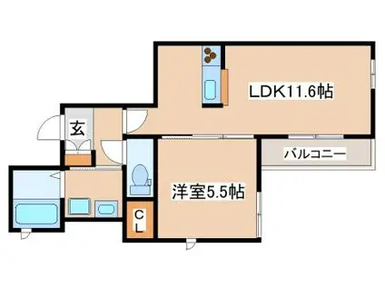 ボナール蓮宮(1LDK/2階)の間取り写真