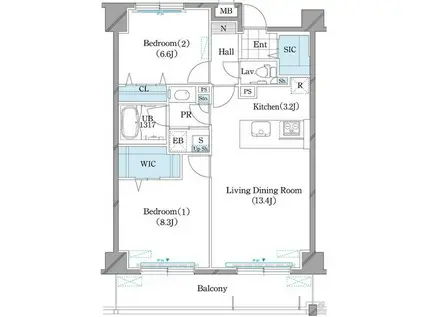 ホーリーフォート南平岸(2LDK/8階)の間取り写真