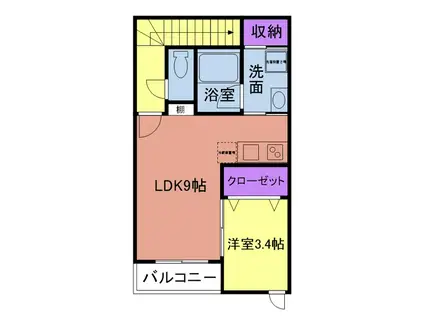 LOPUS賀茂(1LDK/2階)の間取り写真