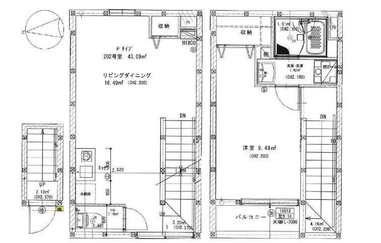 パークノート東日暮里(1LDK/2階)の間取り写真