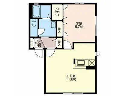 ライズコート(1LDK/1階)の間取り写真