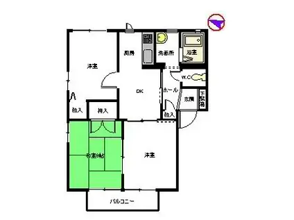 フレグランスピュア E棟(3K/1階)の間取り写真