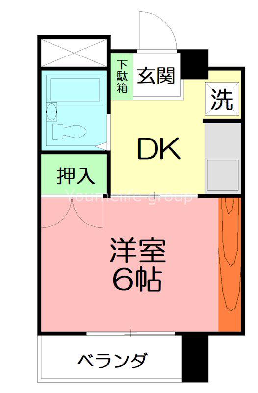 大原YSビル(1DK/4階)の間取り写真