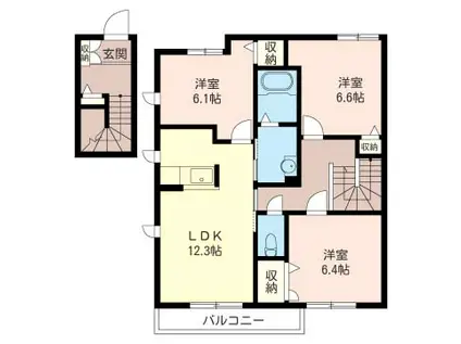 リヴィエールB(3LDK/2階)の間取り写真