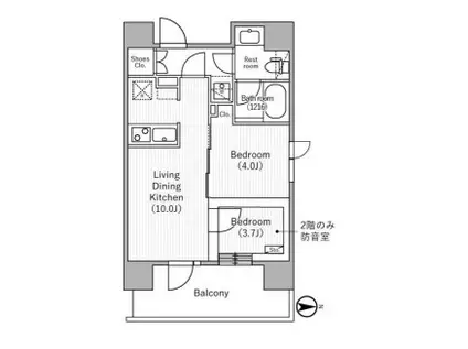 ニド元浅草(2LDK/2階)の間取り写真