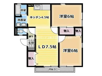 サンクレストB(2LDK/1階)の間取り写真