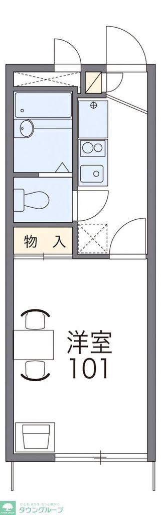 レオパレス朝日(1K/1階)の間取り写真