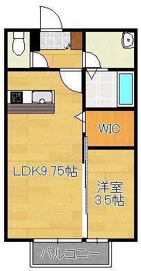 ミモザコート(1LDK/1階)の間取り写真
