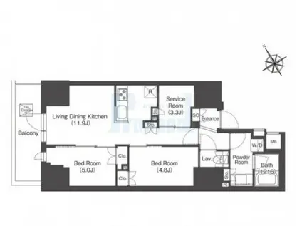 コンフォリア・リヴ板橋(2LDK/5階)の間取り写真