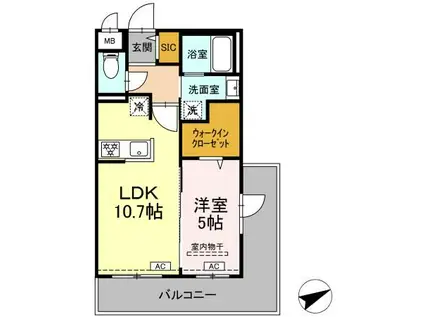 ロイジェントパークス西馬込(1LDK/3階)の間取り写真