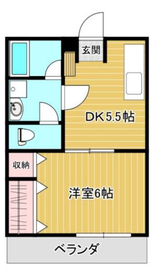 太陽ビル(1DK/2階)の間取り写真