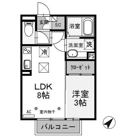 アリコ・ヴェール(1LDK/1階)の間取り写真
