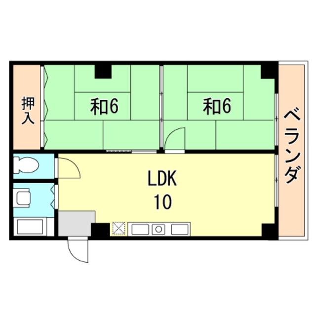 三葉ハイツ(2LDK/2階)の間取り写真