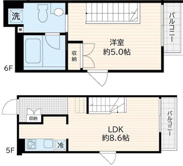 フレア若松河田(1LDK/5階)の間取り写真
