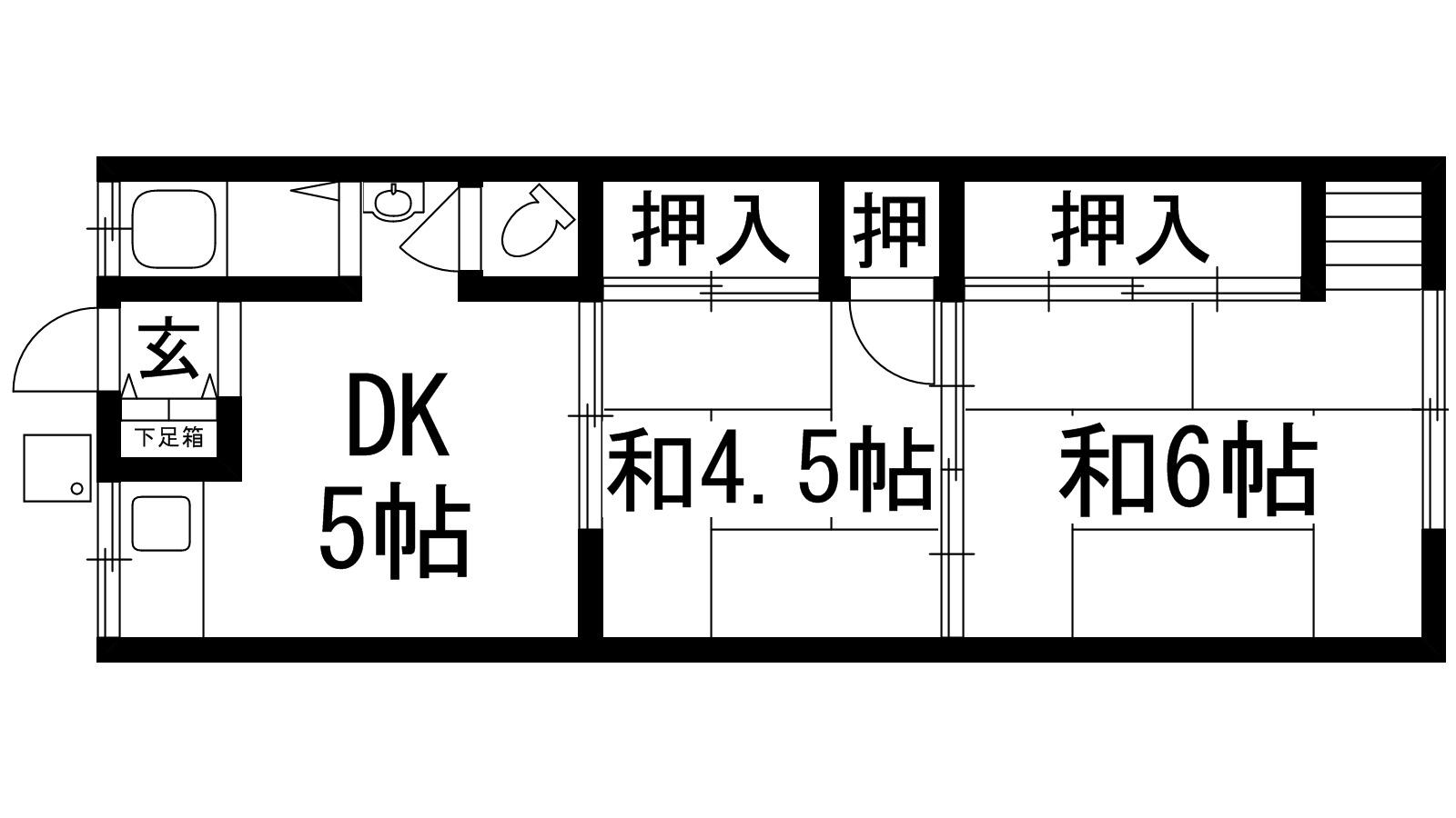 木本アパート(2DK/2階)の間取り写真
