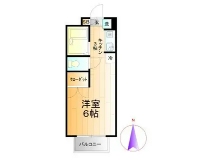 コーポサンライズII(1K/1階)の間取り写真