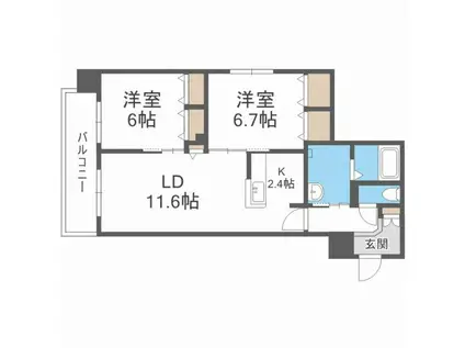 PARTIRE桑園 パルティーレ桑園(2LDK/3階)の間取り写真