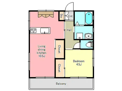 リヴェール(1LDK/2階)の間取り写真