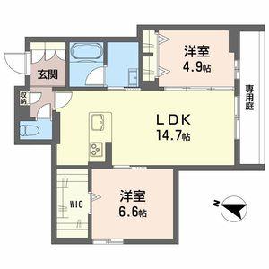 LA PALAIS VERT ラ・パレヴェール(2LDK/1階)の間取り写真