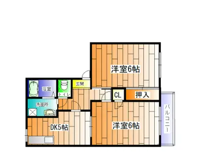 ウィングヒル7(2DK/1階)の間取り写真