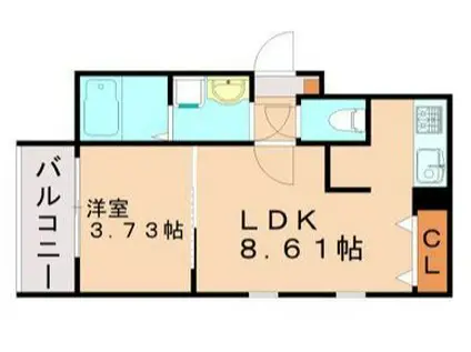 YTK久留米(1LDK/2階)の間取り写真