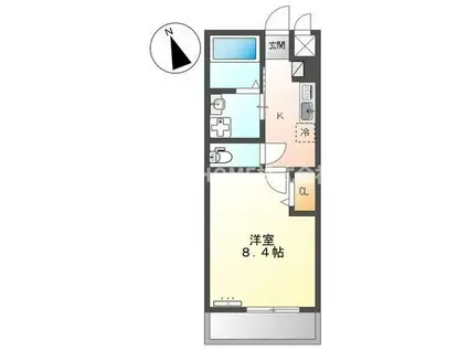 ヴィーヴル(1K/2階)の間取り写真