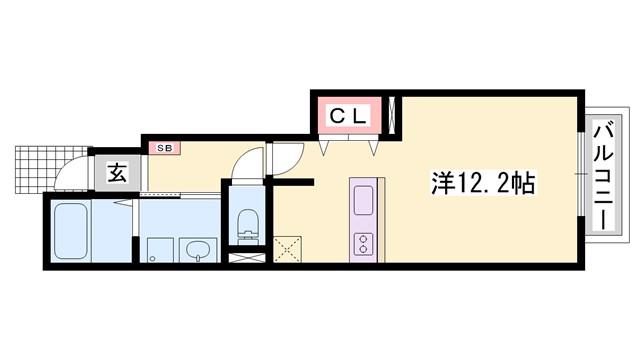 フェリア糸井 B棟(1K/1階)の間取り写真