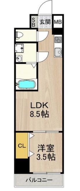 コートエスト都島(1LDK/6階)の間取り写真