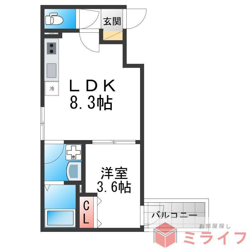 D PORTA CASA GRANDE(1LDK/3階)の間取り写真