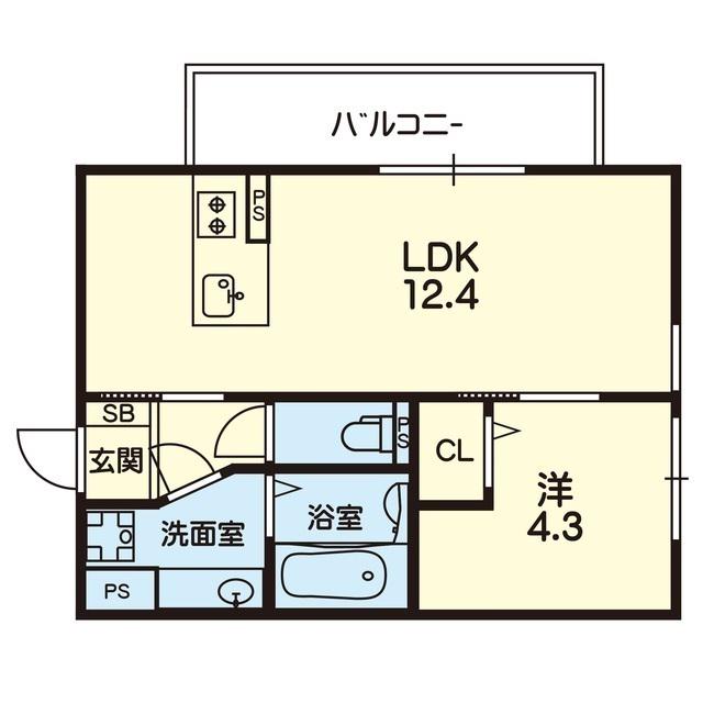 セジュール島崎(1LDK/2階)の間取り写真