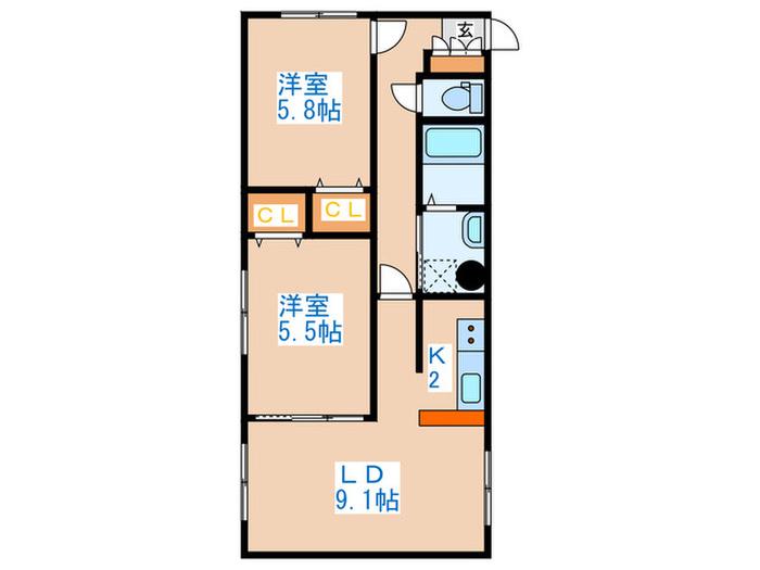 イーストCOURT894(2LDK/1階)の間取り写真