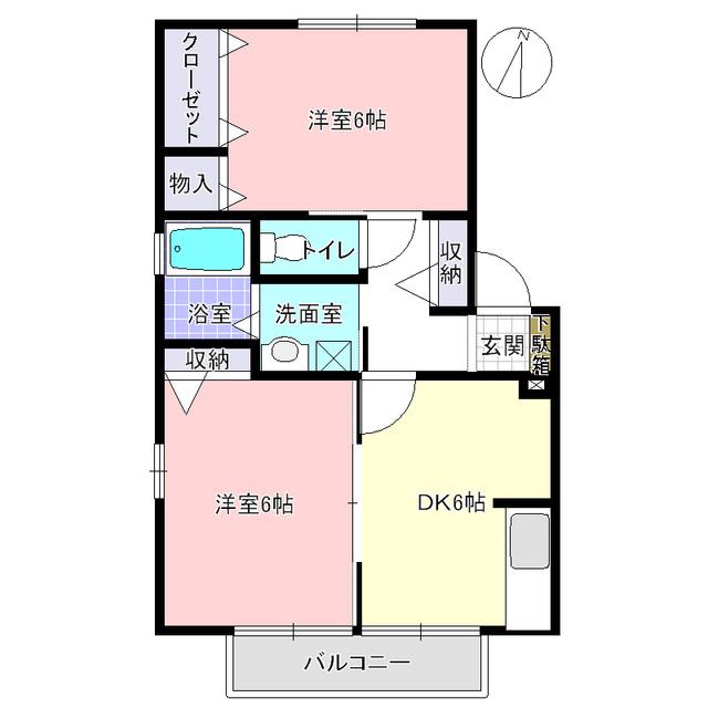 コートビレッジ深井F(2DK/1階)の間取り写真