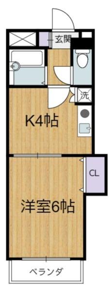 花みずき新館(1K/2階)の間取り写真