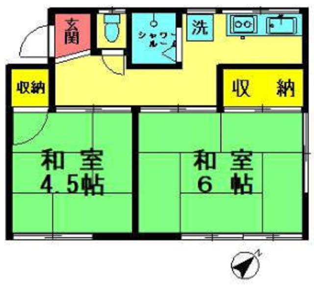 大沼荘(2K/2階)の間取り写真
