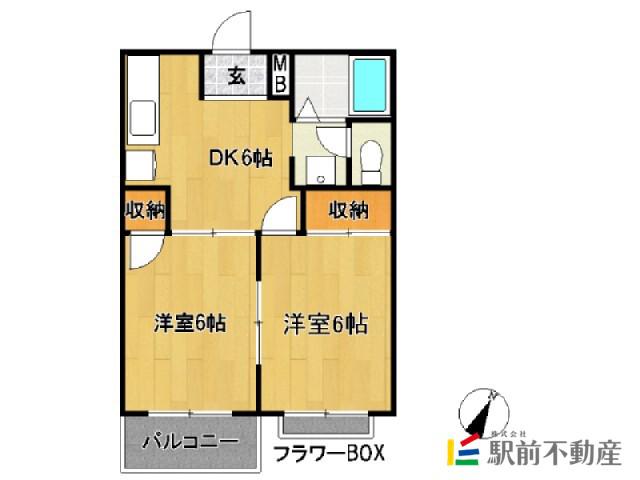 グリスドブランチェI(2DK/1階)の間取り写真