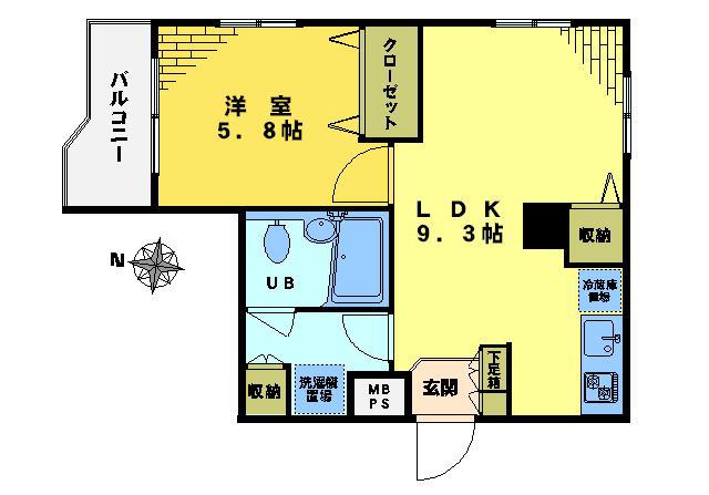 グランドハイツ落合(1LDK/2階)の間取り写真