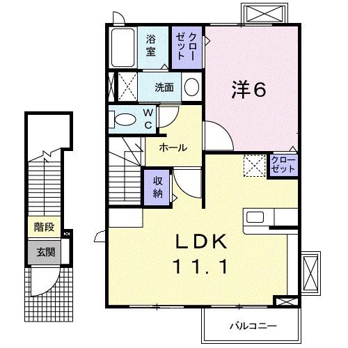 エレガンテフィオーレ(1LDK/2階)の間取り写真