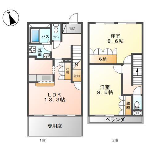 アーバン・ハイム(2LDK/1階)の間取り写真
