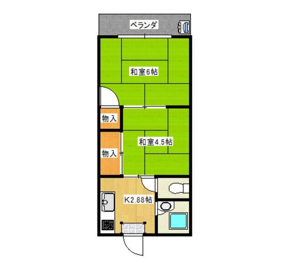 京山コーポ(2DK/5階)の間取り写真