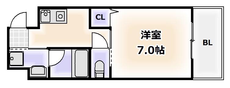 コンチネンタル難波東(1K/10階)の間取り写真