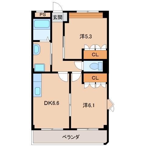 ガーデンビレッジPARTII(2DK/2階)の間取り写真