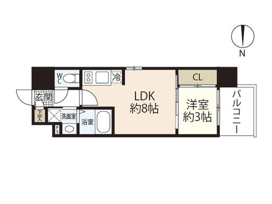 LIVECASA鶴見町(1LDK/6階)の間取り写真