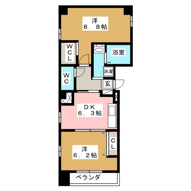 VERDESIAN(2DK/2階)の間取り写真
